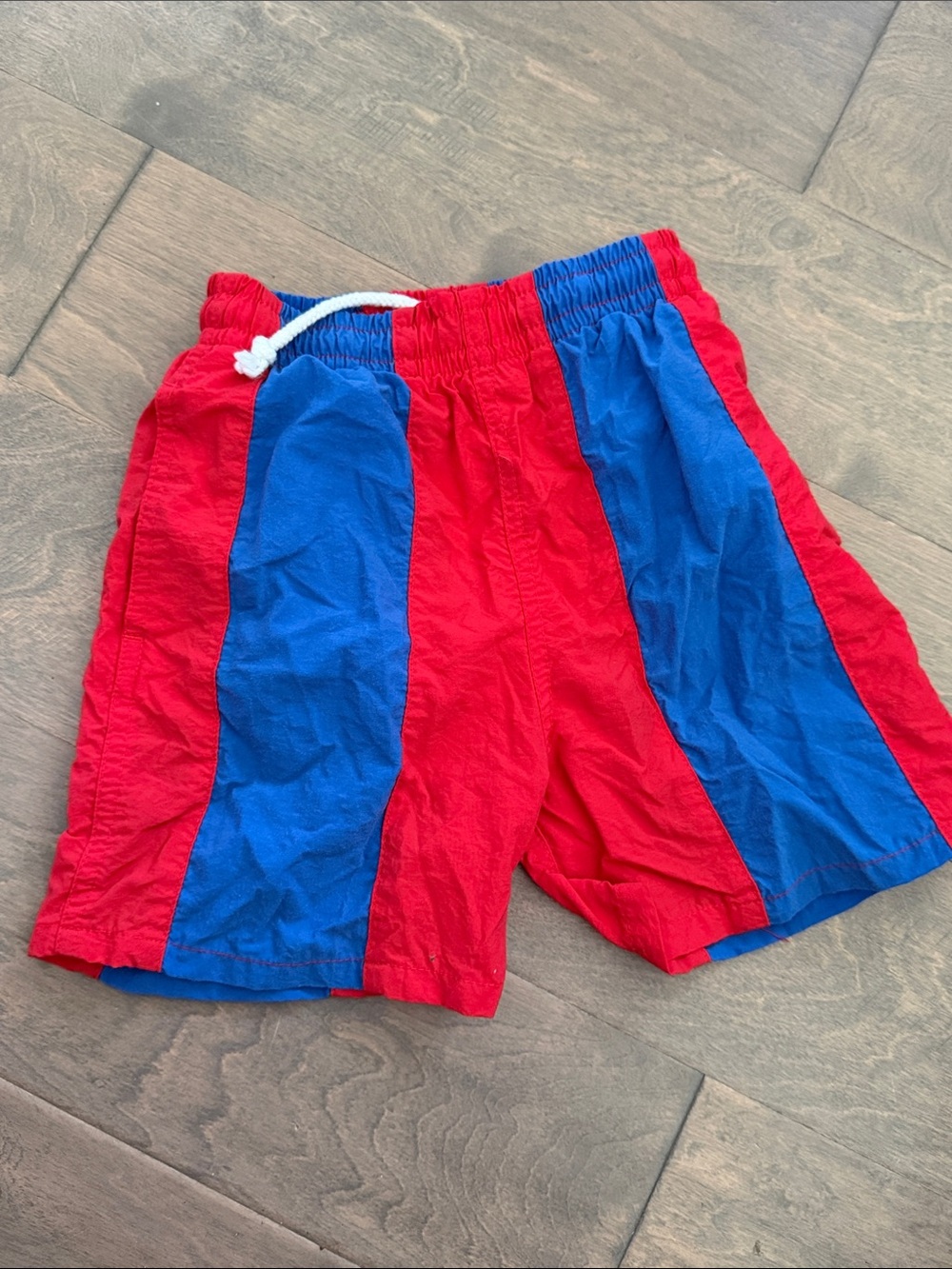 Vintage Athletic Works Red and Blue Colorblock Swim Shorts